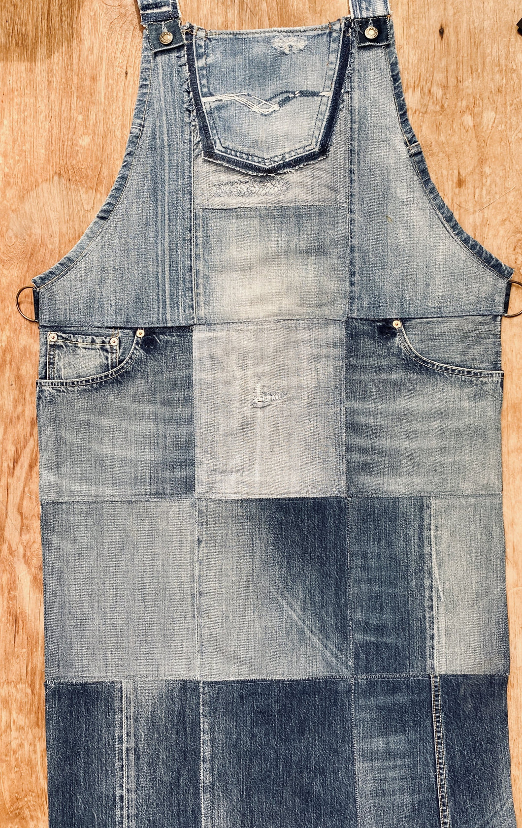 Unique Piece Denim Apron with recycled Diesel jeans
