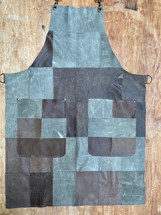 Up cycled full leather Apron, the circular Apron - master piece apron.