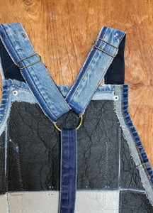 Unique Vegan Circular Denim Apron with recycled Levi's jeans and Diesel jeans